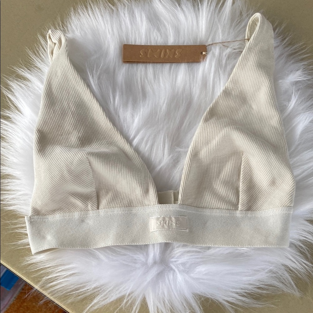 NWT Skims Cotton rib plunge bralette size x small color bone